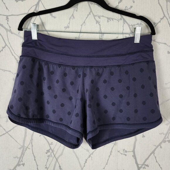 Lululemon Cadet Blue Polkadot High Rise Groovy Run Shorts - Picture 2 of 4